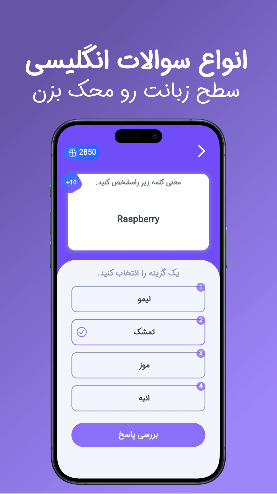 تصویر سوالات چهار گزینه ای زبان یار
